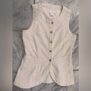 House Of Harlow 1960 Womens Button Linen Blend Beige Vest Size US 2